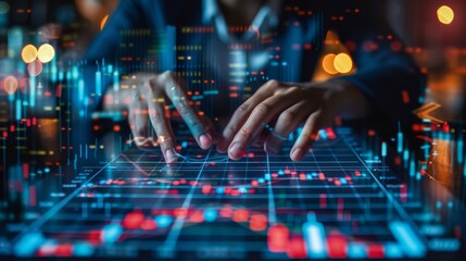 Poster - Financial data, strategy planning financial and investment of stock market. Analysis of sales data graph indicators and business growth.