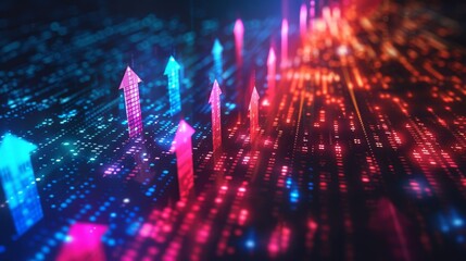 Poster - Future digital transformation abstract technology background. Big data and business growth currency stock chart.