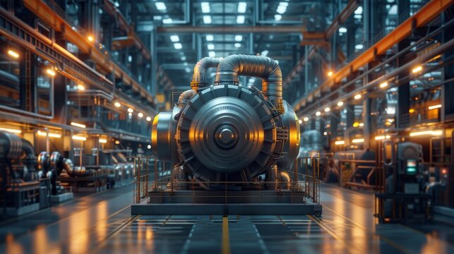 An electrical power plant that uses gas turbines for factory energy, with generative artificial intelligence