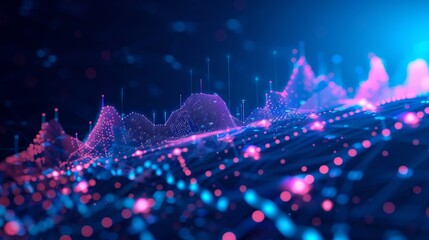 Poster - An analysis of sales data growth graph chart and stock market is presented on a blue background.