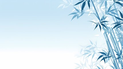 Blue and white bamboo elements decorate poster background