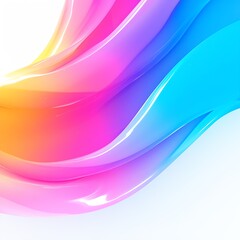 Poster - Vibrant abstract gradient with smooth flowing shapes in pink, orange, and blue, creating a dynamic and colorful digital background design.