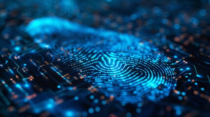 Poster - access to personal financial data requires fingerprint identification.