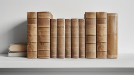 Wall Mural - The spine of a book, with an empty front cover, placed on a bookshelf.