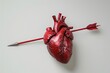 © stardadw007 - Realistic photograph of a complete Arrow through heart,solid stark white background, focused lighting