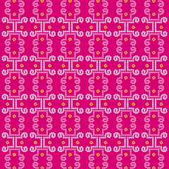 Wall Mural - Pink Bandhani Seamless Pattern Vector Design