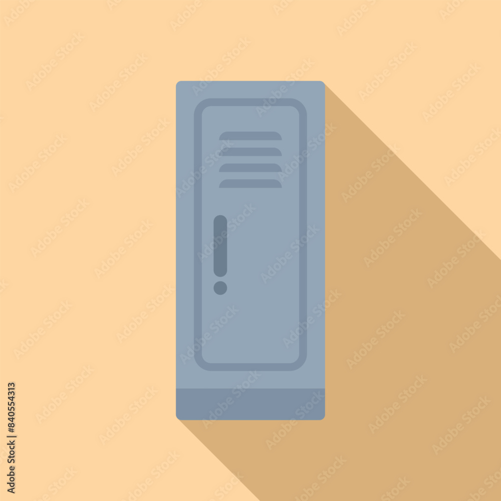 Cartoon style illustration of a server rack with an alert icon ...