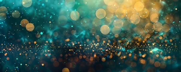 Bokeh lights with teal, green, and blue dust for Christmas