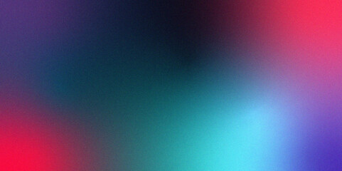 Poster - Gradient abstract ocean blue background. Teal green blue color gradient background with glowing rough grain, noise, and bright spots. Blurry soft smooth gradient backdrop with grain and noise.
