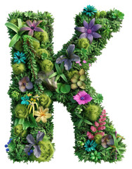 Sticker - PNG  K letter flower green blossom.
