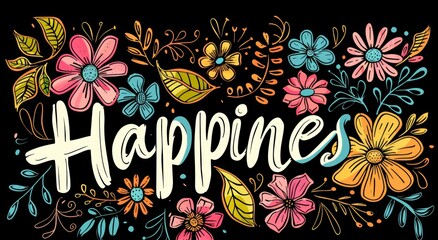 Poster - The design elements are all isolated. Various abstract flowers. Set of outline quirky unique design elements. Stickers, posters, print templates. Hand drawn trendy Modern illustration.