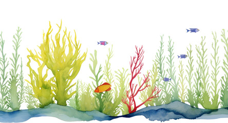 Canvas Print - PNG Seaweed and fish aquarium outdoors nature.