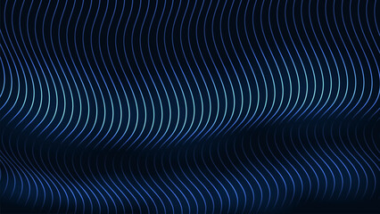 Abstract 3D futuristic cyber technology with gradient lines pattern dark blue background