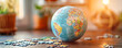 © LeManna - Abstract background of earth globe made of jigsaw puzzle.