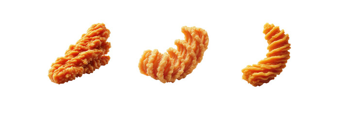 Wall Mural - Set of delicious chicken strips isolated over on transparent white background