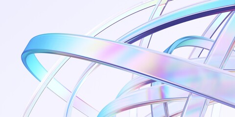 Fototapete - Abstract rounded lines on light background, 3d render
