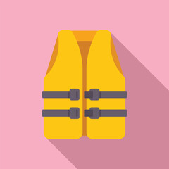 Wall Mural - Vector illustration of a yellow life vest icon with shadow on a pink background