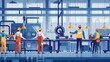 © Lisa_Art - Engineer team full skill quality for training in industry factory worker , warehouse Workshop for factory operators, mechanical engineering team production AI generated