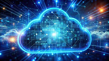 Wall Mural - Abstract image of cloud and edge computing technology with cybersecurity data protection concept, Cloud, Edge Computing, Technology, Cybersecurity, Data Protection, Abstract, Icon