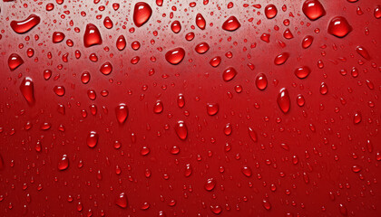 Sticker - A red background with many drops of water