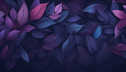 Wall Mural - A forest with purple leaves and dark blue sky