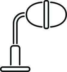 Poster - simplified black line icon of a contemporary led desk lamp