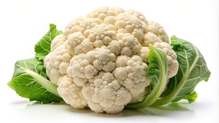 Wall Mural - of a cauliflower on white background, cauliflower,, white background, organic, vegetable, food, healthy, natural, fresh, design, crafting, digital, art, produce, kitchen, ingredient