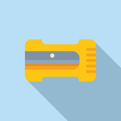 Poster - Flat design vector graphic of a yellow spirit level tool on a blue background with a long shadow