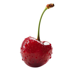 fresh cherry isolated on transparent background. generative ai