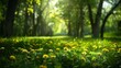 © TKMedia - Springtime Dandelion Field in a Sunny Forest