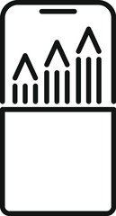 Poster - Linear vector icon representing a smartphone displaying a bar graph on the screen