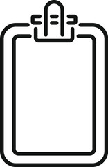 Poster - Minimalist vector illustration of an empty clipboard outline icon on a white background, perfect for web and print design projects. Great for business, office, and professional interface designs