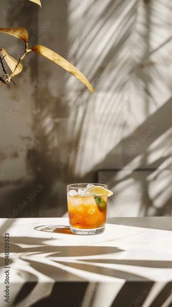 Cold Brew Tonic with lime in a minimalist and modern setting with all ...