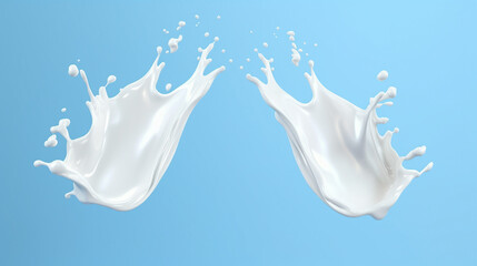 Wall Mural - Creamy Milk Splash with Clipping Path - 3D Rendered Liquid Yogurt Splash Illustration on Isolated Background for Stock Images