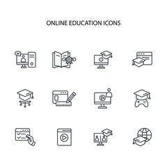 Wall Mural - Online education icon set.vector.Editable stroke.linear style sign for use web design,logo.Symbol illustration.
