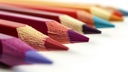 Poster - A row of colored pencils with a purple tip