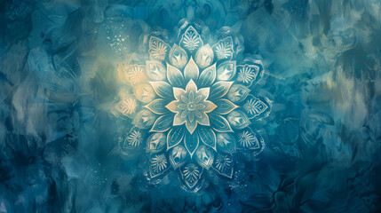 Poster - Illustration of abstract meditation background featuring a serene mandala pattern and calming shades 