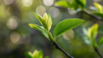 Poster - A fresh spring leaf bud just beginning to unfold, symbolizing new growth and the renewal of life