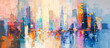 © Pixelmagic - Abstract Cityscape Painting: Vibrant Urban Skyline in Pastel Colors