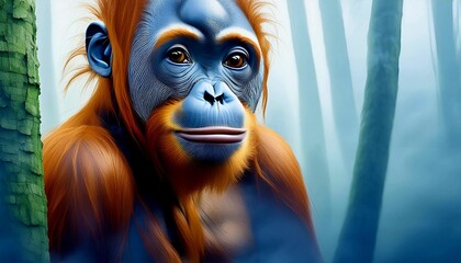 Wall Mural - A baby orangutan 