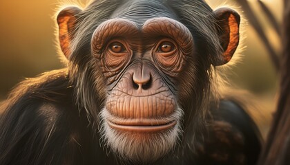 Wall Mural - Portrait of a sweet chimpansee 