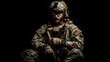 © john - Special forces United States soldier or private military contractor. Image on a black background.