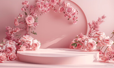 Wall Mural - pink flowers in a vase on the table