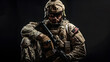 © john - Special forces United States soldier or private military contractor. Image on a black background.