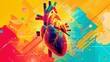 © JK_kyoto - Utilize vibrant colors and shapes to represent the urgency and importance of emergency medical care in detecting and treating Atrial Fibrillation