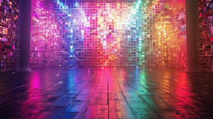 Poster - A colorful room with a lot of lights and a lot of different colors