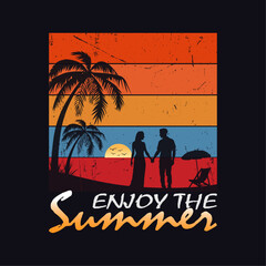 Wall Mural - Enjoy The Summer Couple Time Vector T-Shirt Design Vector Illustration