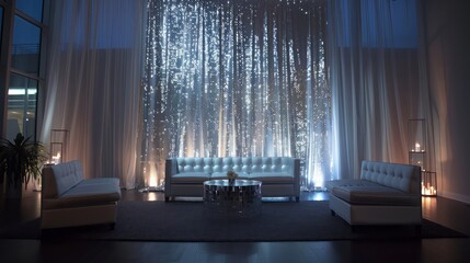 Aufkleber - A white room with a white curtain and a white couch