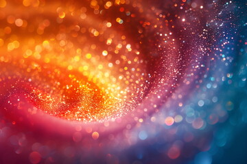 Wall Mural - Swirling blend of orange, red, and blue glitter bokeh, dynamic and vibrant background