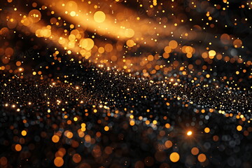Wall Mural - Abstract black and gold glitter bokeh background